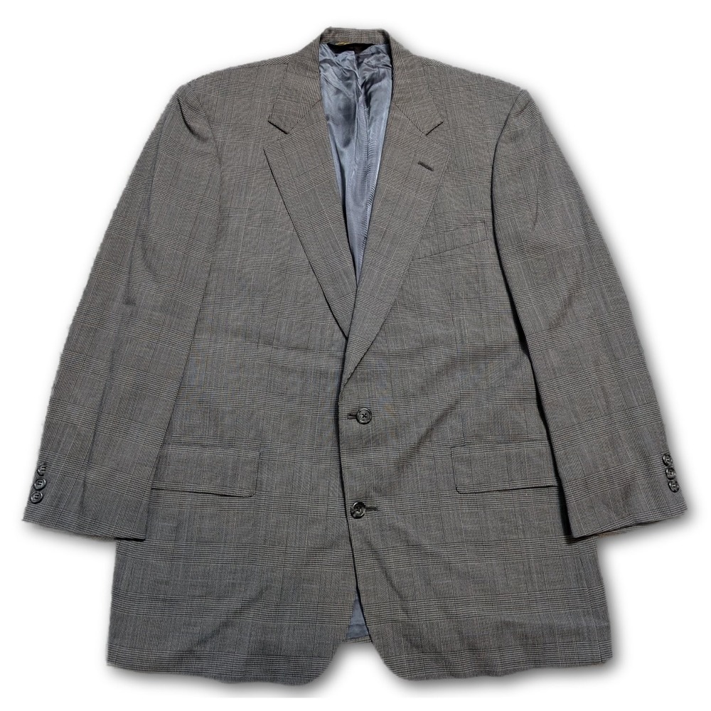 Brooks Brothers Mens 44R Blazer Gray Brooksease Made In USA Wool VTG Plaid Suit